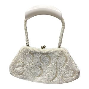 Vintage Dayne Taylor cream Beaded Purse Evening Bag kisslock